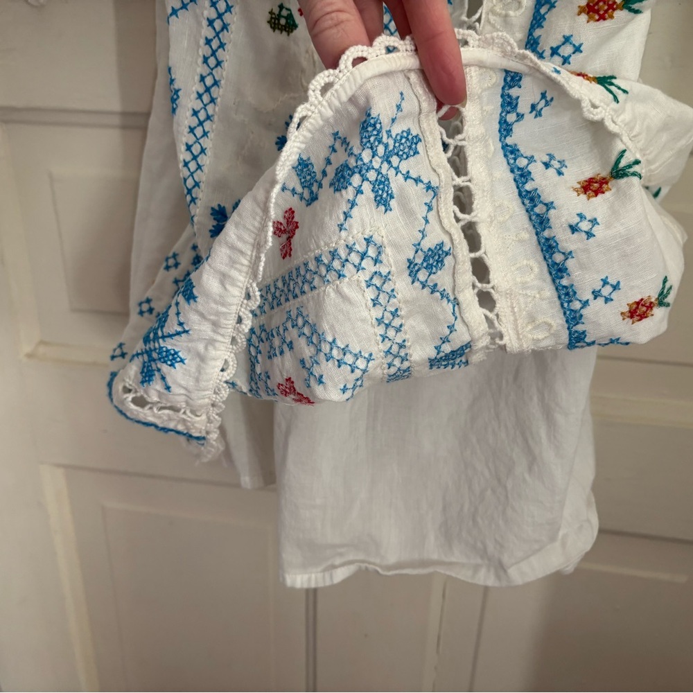 FARM Rio White Embroidered Mini Dress with Blue, Pink & Gold Accents - Picture 11 of 13
